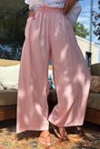 Rustic Nature Linen Blend Pocket Pleat Wide Leg Washed Sugar